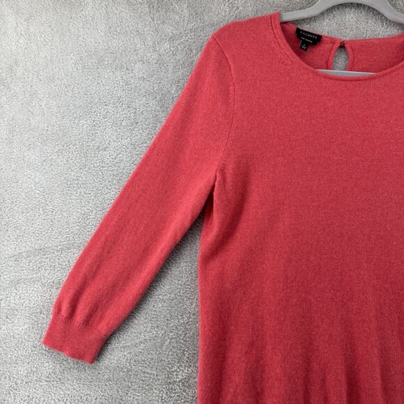 Talbots Sweater Womens L Orange Pure Cashmere Jewel Key Hole Neck Long Sleeve - Picture 5 of 14